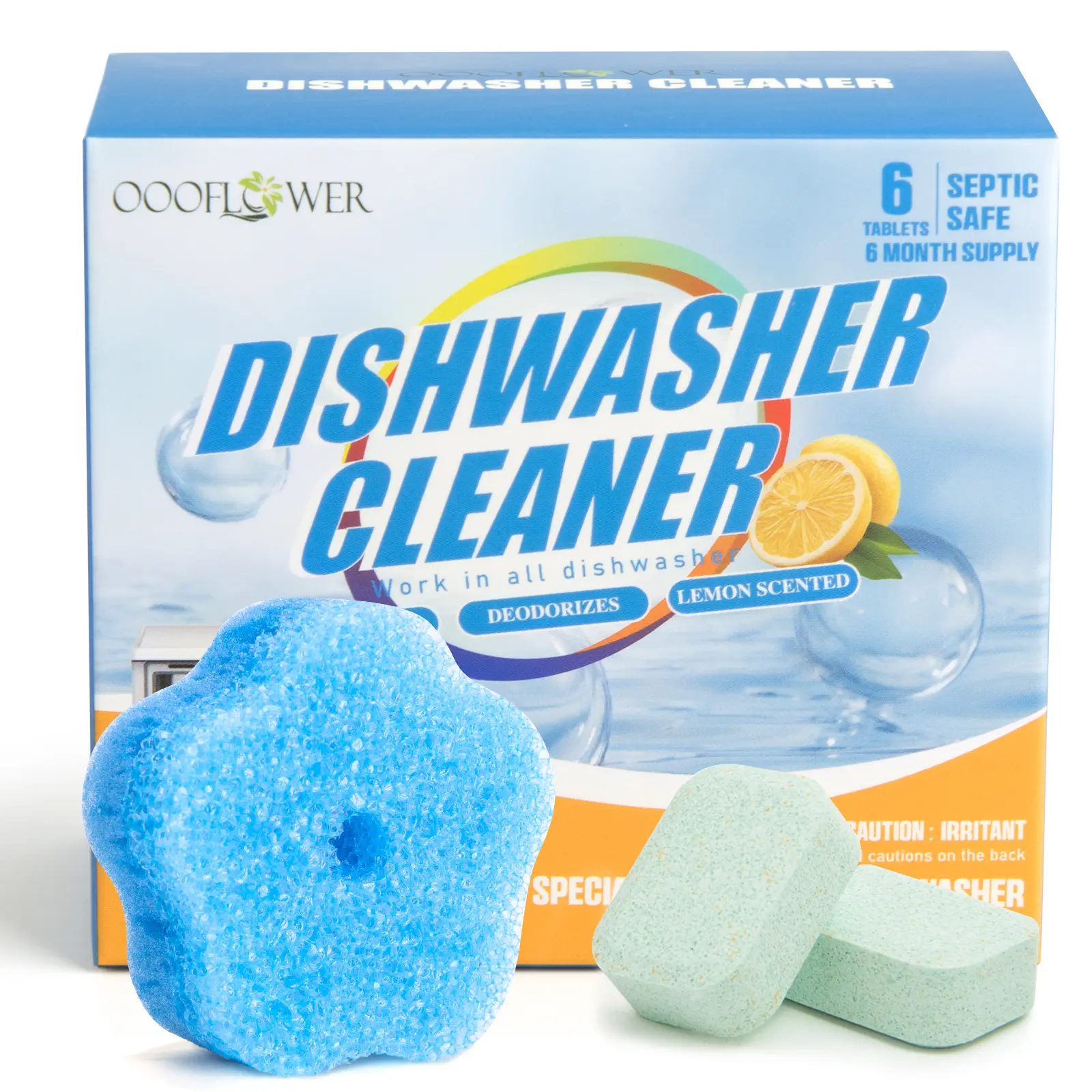 Dishwasher Cleaner Tablets 20g | 6 Count 6 Months Supply Deep Clean Deodorize Lemon Scent Dish Washer Machine Cleaner for All Dishwashers, Septic Safe Removes Limescale Odor Grease