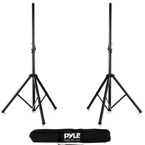 Dual Speaker Stand Kit with Bag | Heavy Duty Steel Adjustable Floor Stand with Knob-Style Locking Mechanism - 35mm Universal Mount - Foldable & Portable for Stage, Studio & Outdoor Use