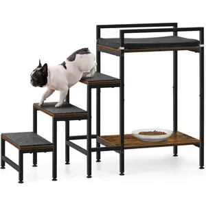 Pet Window Perch with Stairs, Dog Bunk Beds with Stairs, 4 Steps Dog Stairs for High Beds for Small Dogs and Cats