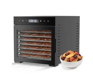 500W Food Dehydrator Machine with 8 Stainless Steel Trays, 85–185°F Digital Temp Control & 48H Timer, Jerky Dryer for Fruit, Meat, Herbs & Dog Treats, Black/Silver