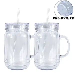 20oz Double Wall Glitter Snow Globe Mug with Handles Reusable Drinkware Portable Tumblers Pre-Drilled Mug Cup