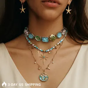 Three-Layer Layered Beaded Necklace Set Medium-Length Adjustable Necklace Timeless Style for Every Occasion Birthday Anniversary Jewelry for Women Girls Party Spring Gift