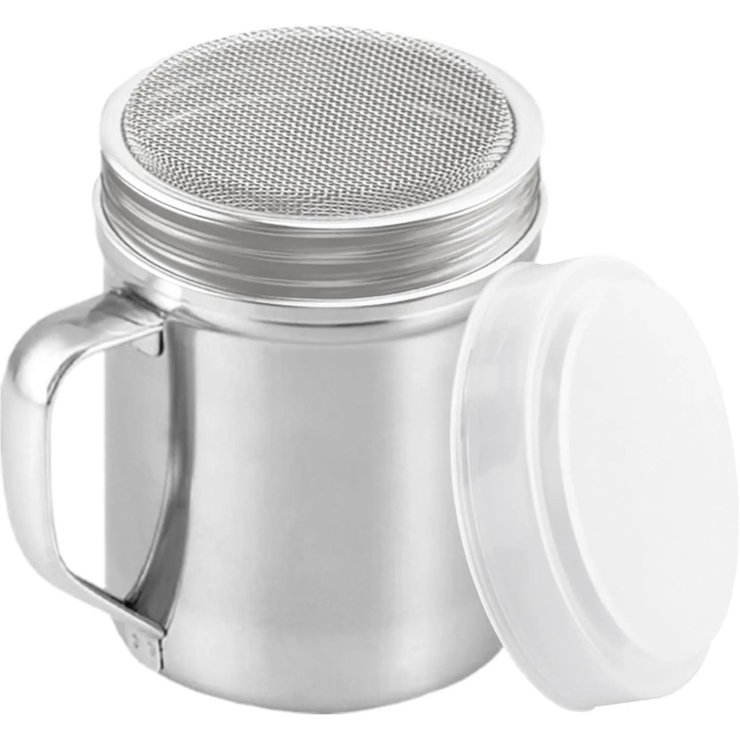 Powdered Sugar Shaker Duster - With Handle - Cinnamon Shaker For Coffee Bar - Fine Mesh Dredge - 10 ounce | Style: Fine