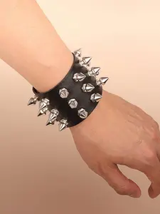 Punk Style Rivet Decorated Pu Leather Bangle, 2024 New Style Personality Exaggeration Jewelry for Party, Daily Clothing Decor, Trendy All-match & Exquisite Jewelry for Birthday Gift, Strap Bracelet, Stackable Bracelets