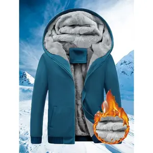 Winter Warm Velvet Zipper Hooded Jacket, Color Block Casual Hoodie, Women's Clothing Can be used with raincoat