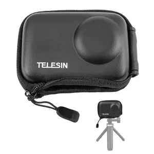 TELESIN Mini Carry Case Lens Protector for DJI Action 5 Pro 4 3, Insta 360 Ace, and Insta360 Ace Pro Accessories; Mini Protective Carrying Bag with Half Zipper for Selfie Sticks, Tripods, and Other Accessories