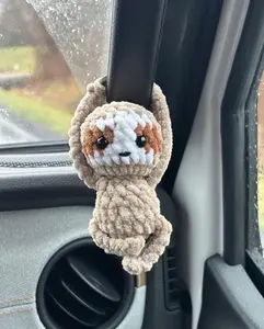 Tiny Yarnies - Crochet Plush Sloth Car Hanging Charm Keychain – Soft Handmade Amigurumi Accessory for Cute Cozy Vehicle Decor Gift Idea
