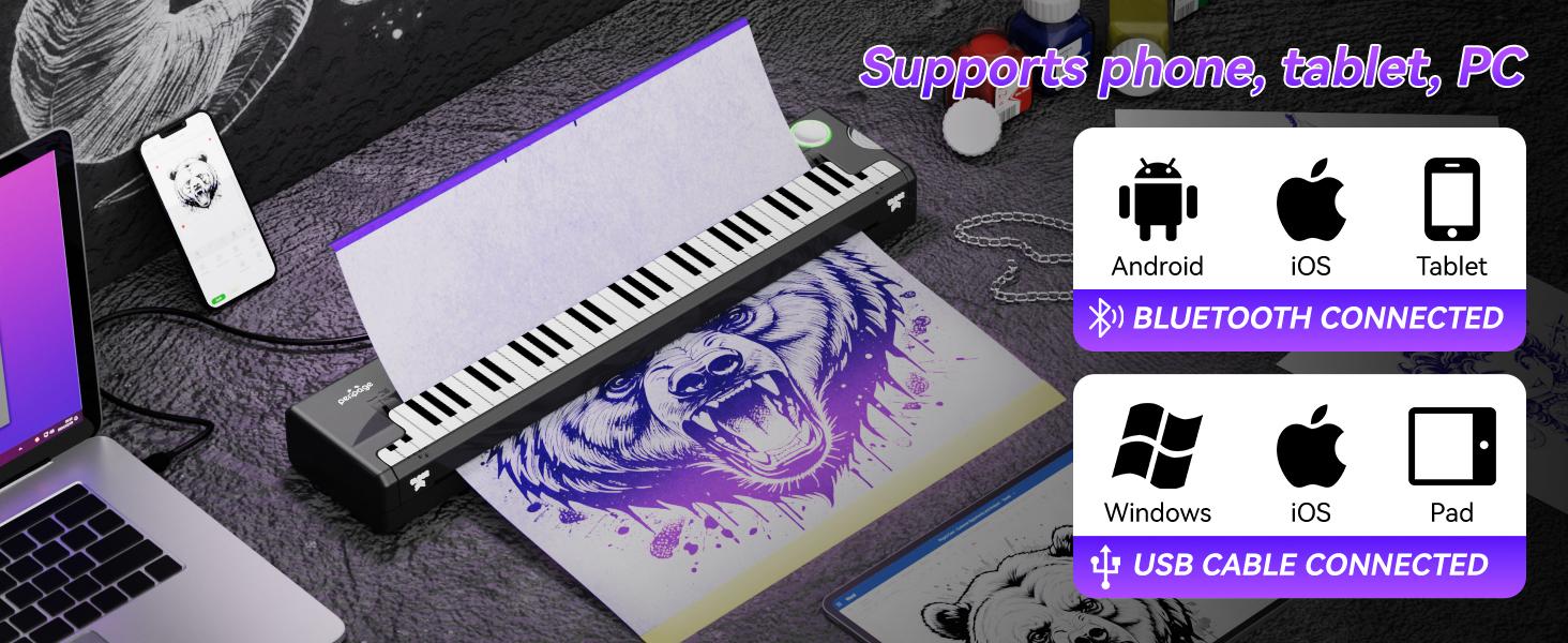 Tattoo Stencil Printer – Pino Wireless Compact Thermal Tattoo Machine with Inkless Technology, 10pcs Transfer Paper, Compatible with Phone, Tablet & PC,Tattoo Supplies for Tattoo Artists & Beginners Tattoo Stencil Printer – Pino Wireless Compact Thermal Tattoo Machine with Inkless Technology, 10pcs Transfer Paper, Compatible with Phone, Tablet & PC,Tattoo Supplies for Tattoo Artists & Beginners