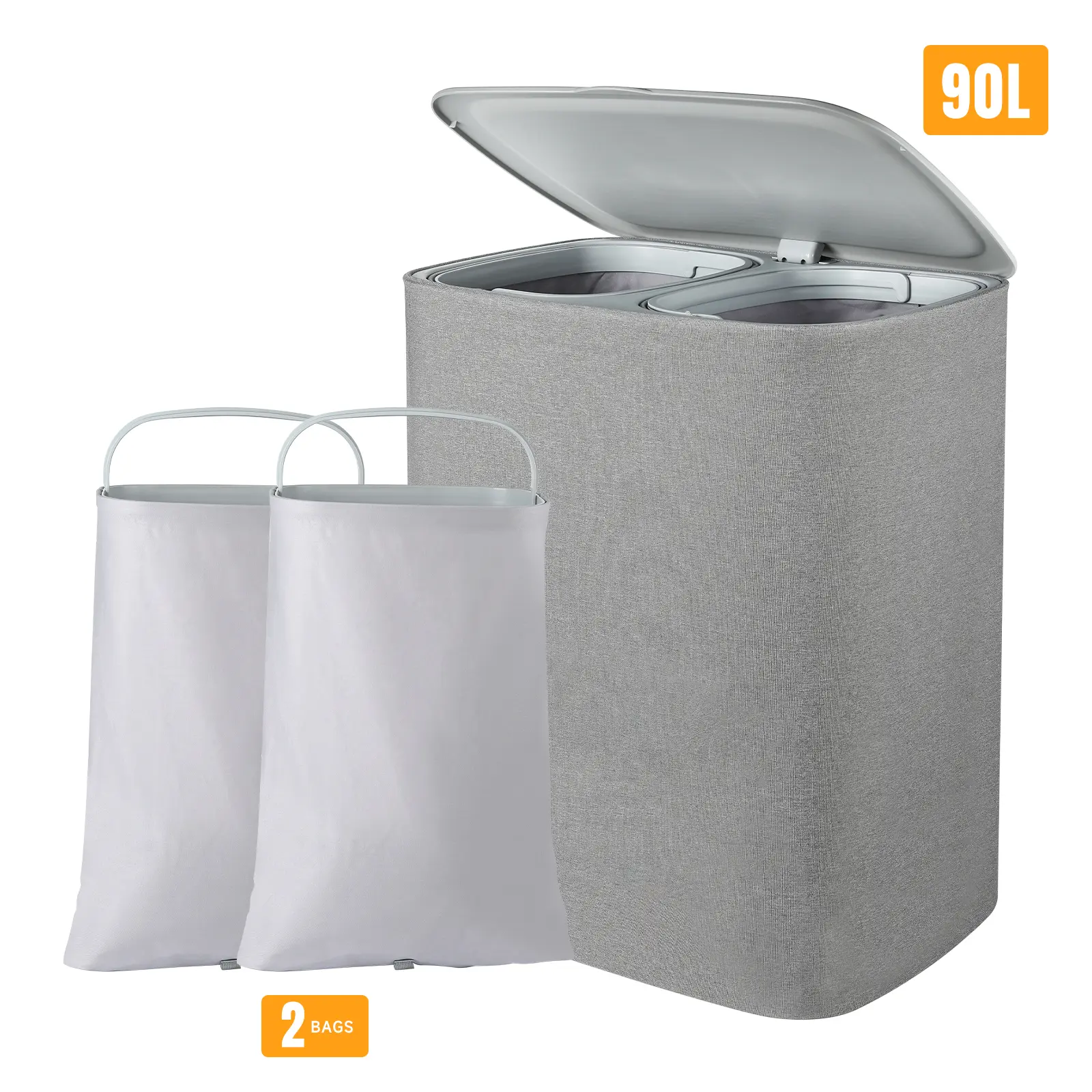【Deals For You】CLEALOM 90L Large Laundry Hamper with Lid, Laundry Hamper with Plastic Handles and Removable Bag, Foldable Tall Dirty Clothes Hampers for Laundry for Laundry Room, Bedroom, Bathroom, Dorm