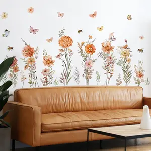 Bohemian Floral Pattern Wall Sticker, Self Adhesive Wall Decal, Decorative Sticker for Home Living Room Bedroom, Ornaments, Decoration Items, Flower
