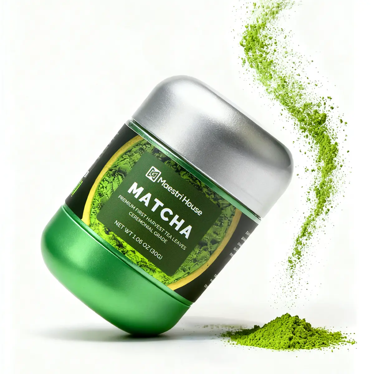 Maestri House Ceremonial Grade Matcha Tea Powder - 1.06oz Organic Cans, Premium First Harvest, 100% Pure Unsweetened Green Tea Beverage, No Additives, USDA Certified, Gluten-Free, Vegan, Yes, Sugar Free Green, Wellness Green
