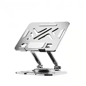 360° Rotating Laptop Stand, Adjustable Ergonomic Aluminum Notebook Riser for 10-17.3 Inch Laptops, Foldable Portable PC Mount with Ventilated Design for Home Office Desk