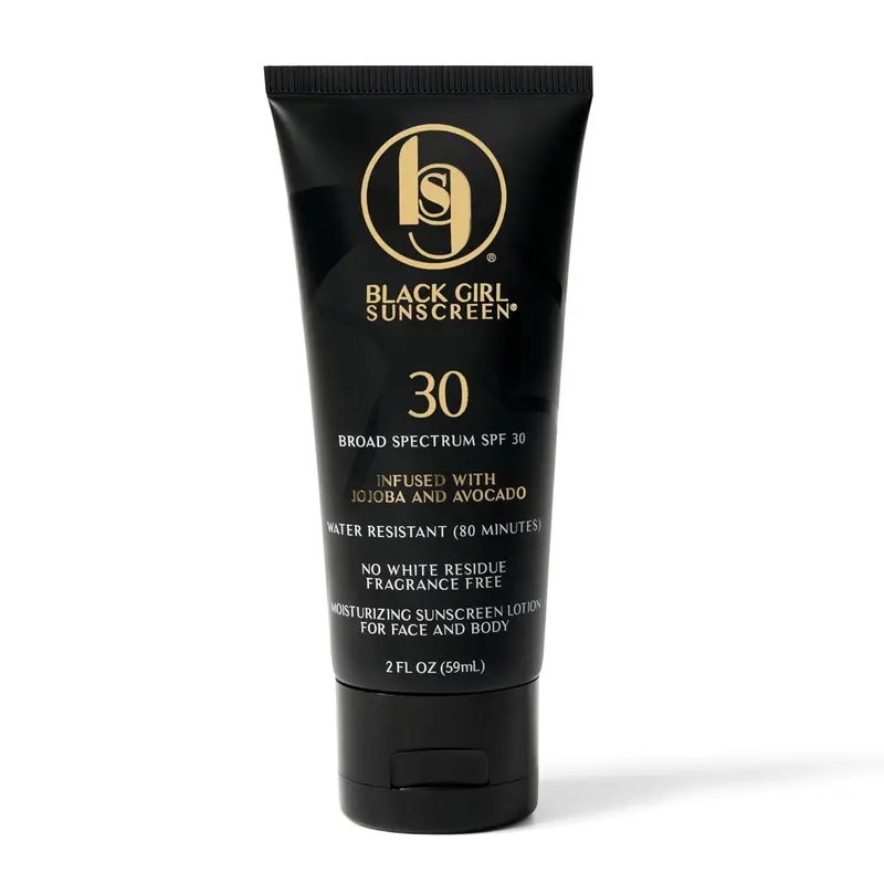 Black Girl Sunscreen SPF 30 for the Face & Body - Moisturizing Sun Protection, SPF 30, Sun Lotion for Women, Ultra Sheer, Travel Size Sunscreen, No White Cast for Melanin Rich Skin - 2 fl oz