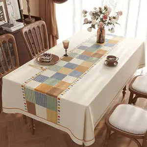 Waterproof and oil-proof tablecloth, washable, American retro light luxury rectangular dining tablecloth, table mat, table cover