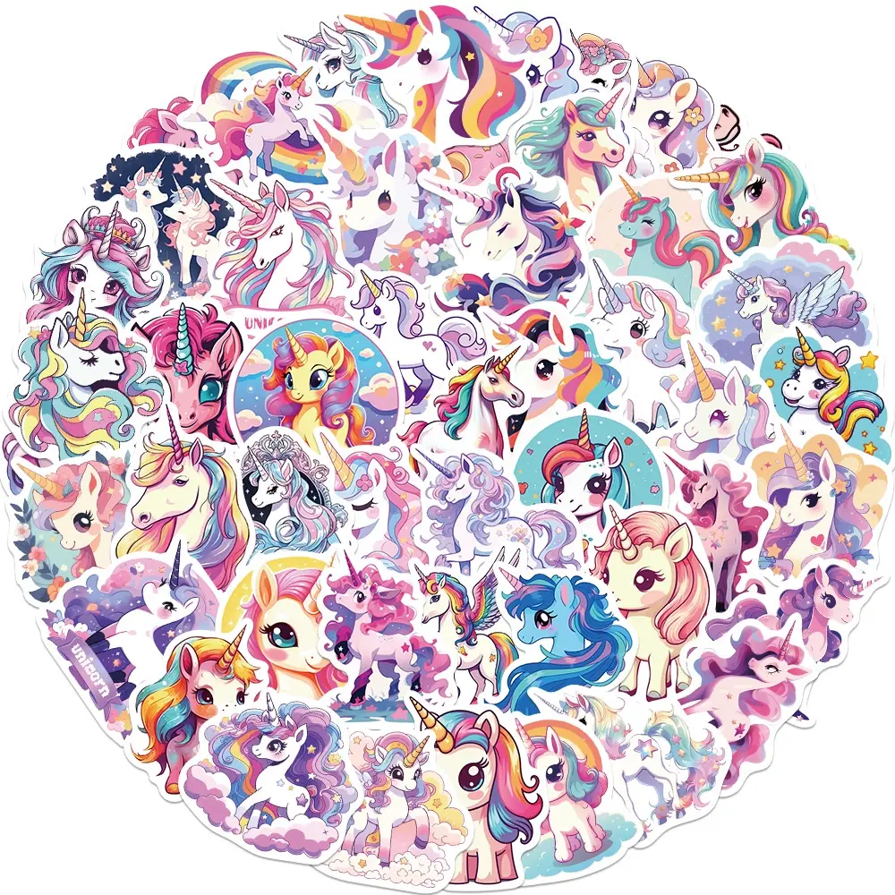 50PCS Cartoon Cute Unicorn Waterproof Durable Sticker Set Pvc Waterproof Stickers Cute Animal Stickers Graffiti Stickers for Helmet Bicycle Hand Account Pencil Case Decals LanLanStickersWorld Sticker Packs Fun Stickers