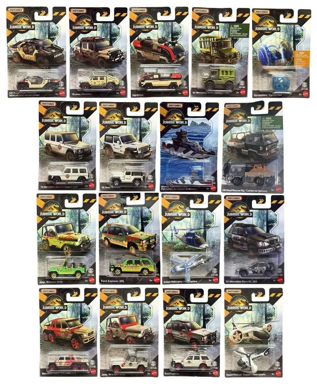 Matchbox Jurassic World Bundle of 17 Die-Cast Cars JGL59-979C