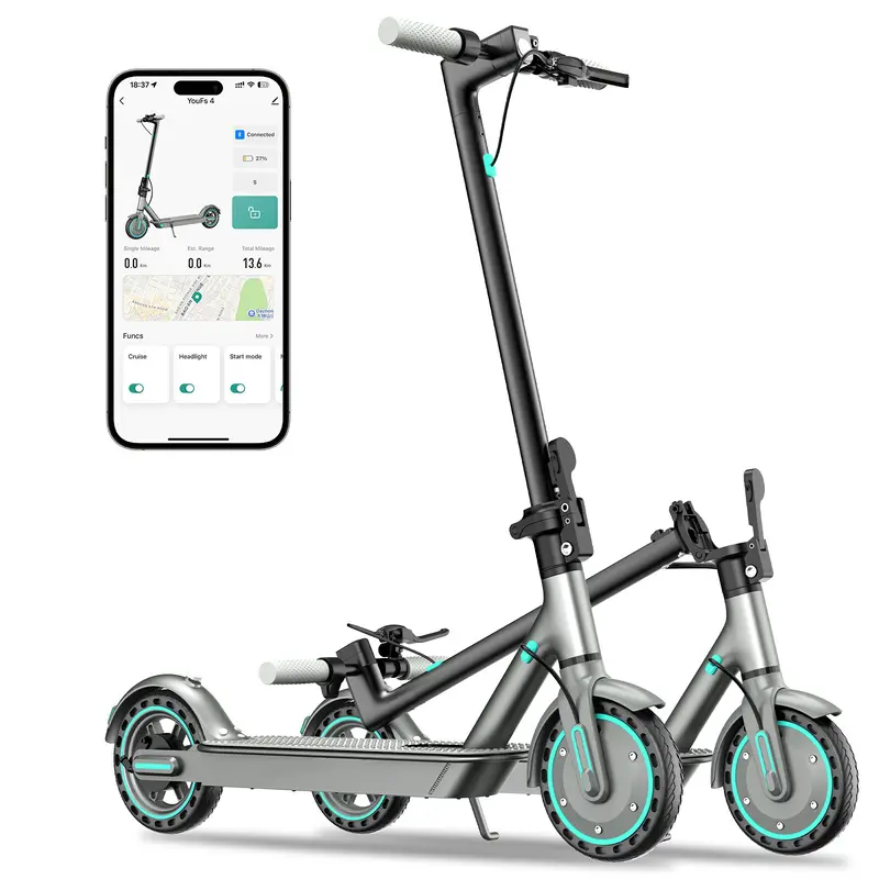 2026 US Unisex Modern Folding Electric Commuter Scooter for Adults, Outdoor/Cool Tech Gadgets, 350W Motor, 19 MPH Max Speed, 20-25 Mi Range, 8.5" Solid Tires, Adjustable Speed, Foldable, Dual Brake, Free Fast Charger, App Control, 120kg Capacity tiktoksho