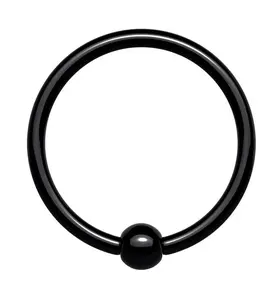 20G Black PVD Titanium Fixed Ball Captive Ring