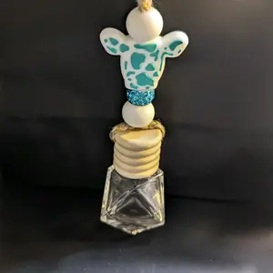 Model 123 Teal Cow Print Car Diffuser with Hanging Accessories