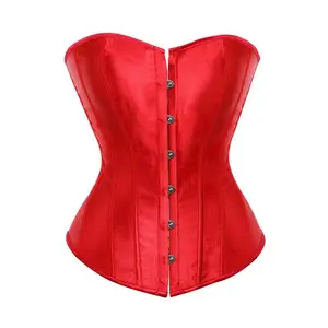 Women's tight corset sexy lace retro sleeveless strapless cross lace back with bone chest top shaping women's spandex red
