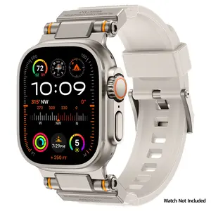 Metal connector silicone strap for Apple Watch, outdoor Durable scratch-resistant Wearable silicone model, suitable for iWatch series 11/10/9/ultra2/8/7/6/5/4/  ,44-49mm Smart Watch Accessories