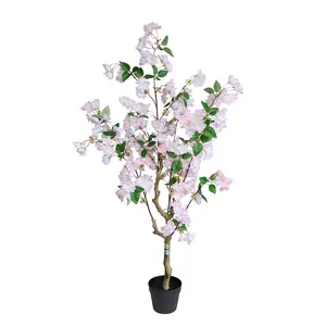 Amada 4FT Faux Cherry Blossom Tree – Real Touch White & Pink Blooms, No Watering Needed, Perfect for Home or Party Decor