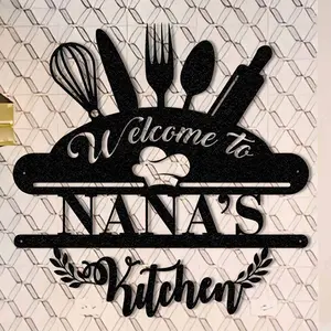Kitchen Themed Letter Pattern Vintage Metal Sign, Reusable Welcome Kitchen Sign, Wall Decor for Home Kitchen Restaurant, Housewarming Gift Ideas