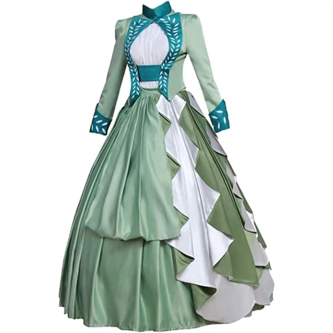 Women's Mina Harker green dress Cosplay Costume Lady's Victorian Bustle Gown Dress