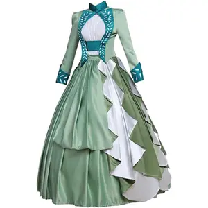 Women's Mina Harker green dress Cosplay Costume Lady's Victorian Bustle Gown Dress
