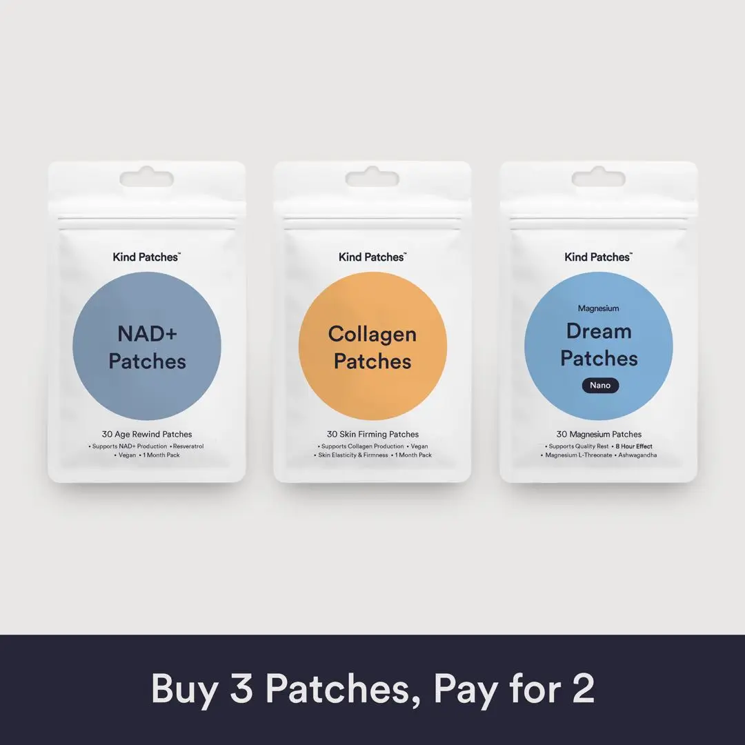 Kind Patches Skin Reboot Bundle, NAD+ Collagen + Melatonin Dream Patches Extra S...