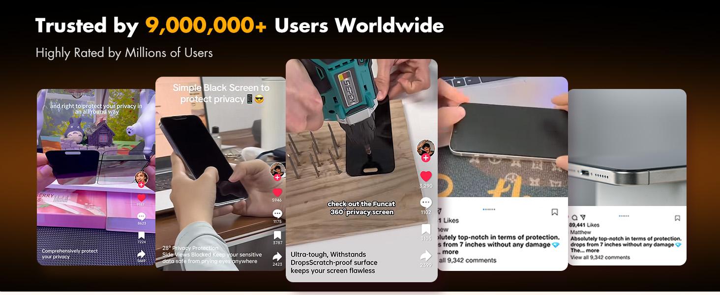 5PCS Privacy Screen Protector, compatible with iPhone 16 Pro Max 11, 12, 13, 14, 15, 17 Pro Max, 13, 14, 15, 16, 17 Pro Plus, 16E, 17 Air, full screen coverage, 9H hardness, anti-fingerprint, bubble-free, compatible with phone cases