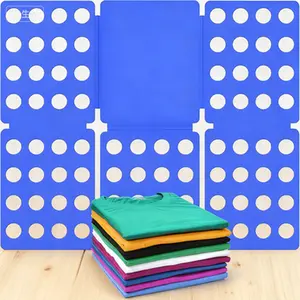 Compact Laundry Folder Tool Durable Plastic Folding Board Easy Fold Shirts Clothes Efficient Laundry Aid Reusable Space-Saving Blue