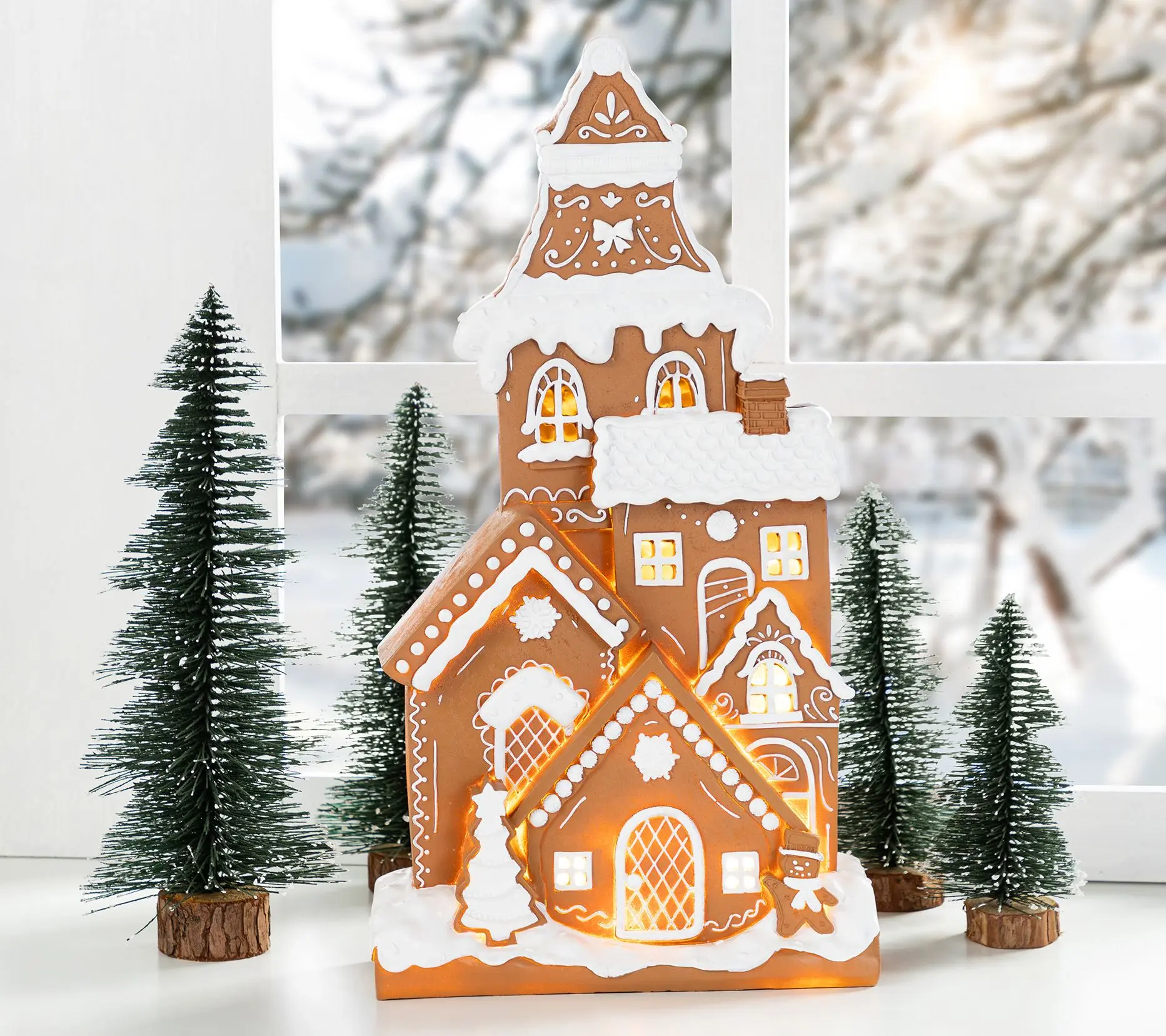 Glitzhome 18"H Christmas Lighted Gingerbread House Table Decor Glitzhome 18"H Christmas Lighted Gingerbread House Table Decor