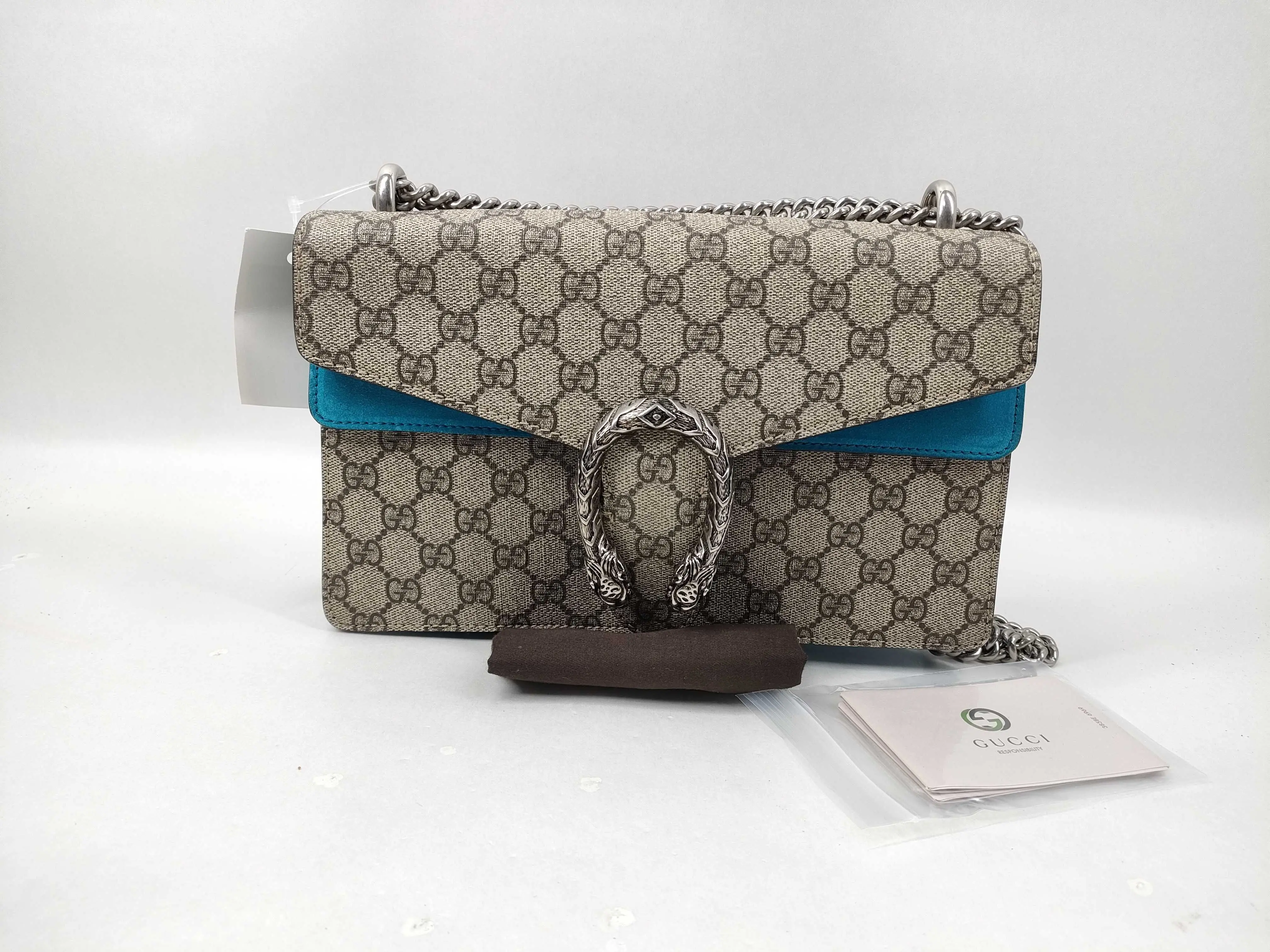 Pre-owned N/A Bag accessories Gucci GG Supreme Dionysus Bag Blue Shoulder #9238 pre owned