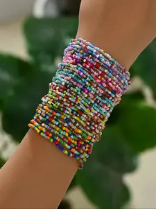 Boho Style Random Color Beaded Bracelet Set, Fashion Colorful Beaded Bracelet for Women & Girls, Casual Trendy Accessories for Party, Daily Clothing Decor