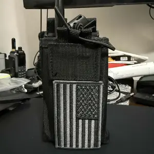 Molle Radio Holster Holder Case Heavy Duty Pouch Bag for Two-Way Walkie Talkies Adjustable Storage with 1 Pack Patch Audio Compact Durable Black