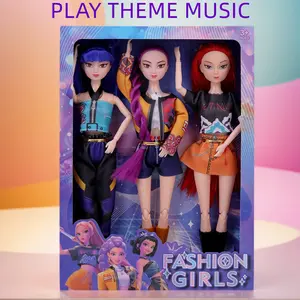 Kpop Anime Action Figure Dolls Set, Rumi Mira Zoey Idol Girl Group Toy, K-pop Singing Theme Dolls, 11.5 inch with Music Function, Kids Toys, Fan Collection & Birthday party Gift, GIft For Mother's Day