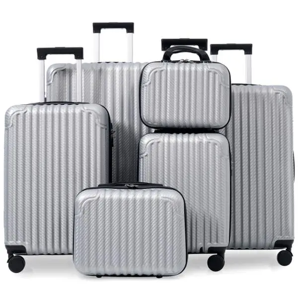 6-Piece Hardshell Suitcase Set with 12/14/16/20/24/28 Inch Sizes – TSA Lock, Spinner Wheels & Side Hooks for Family Travel