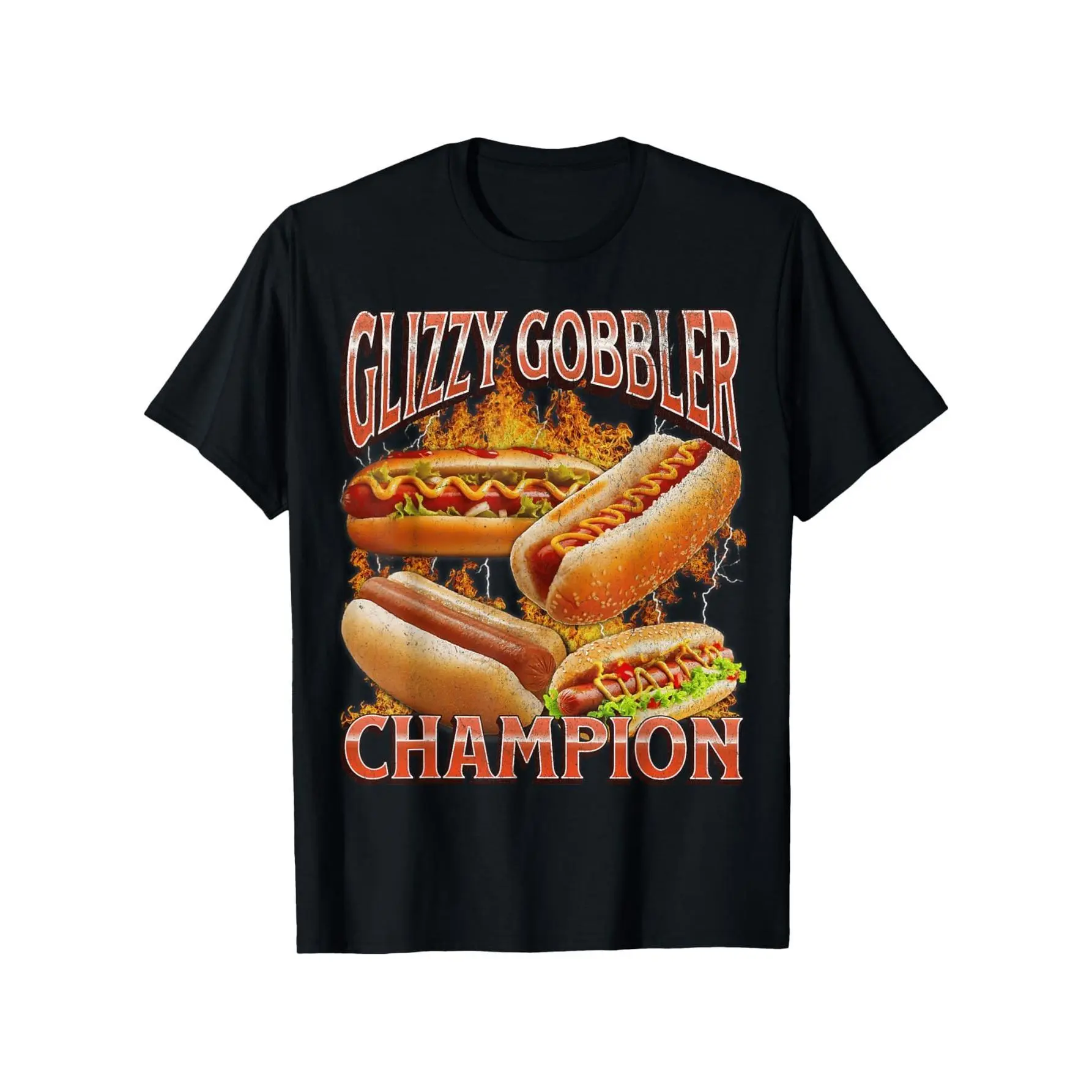 Graphical Cotton Top with Glizzy Gobbler Meme Print, Oversize Unisex Menswear for Casual Streetwear, All Seasons Breathable Fabric, Basic, Shortsleeve, Tshirt
