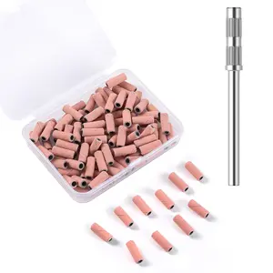 100pcs Small Nail Sanding Bands, 3.1mm Mini Nail Sanding Mandrel Bits 240 Grit Extreme Fine Nail Drill Bits for Nail File Acrylic Nails Gel Manicure Pedicure Nail Prep Salon Supplies,Pink