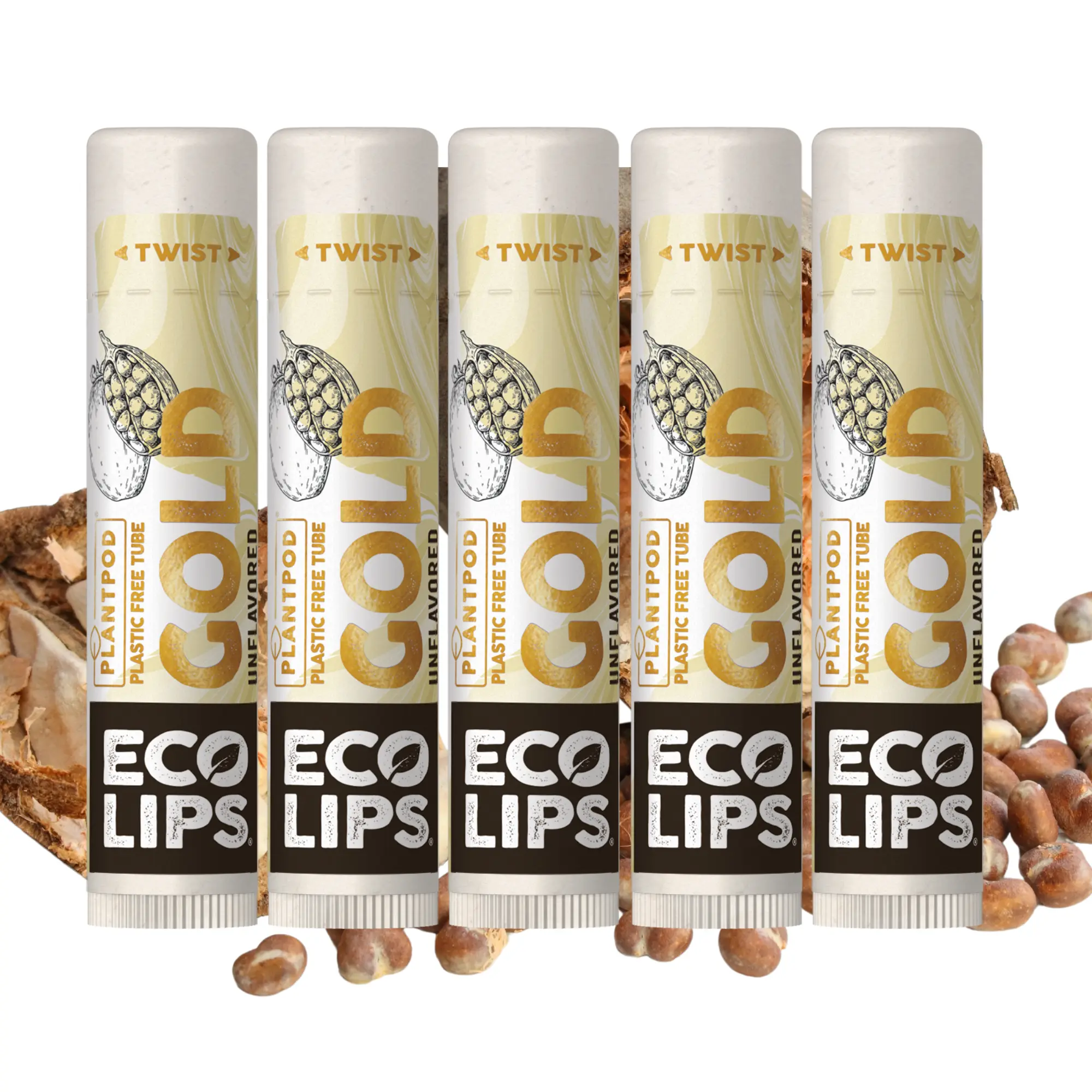 Gold Plant Pod® Organic Lip Balm, 6 Pack