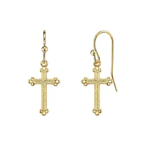 1928 Spiritual Budded Cross Drop Earrings