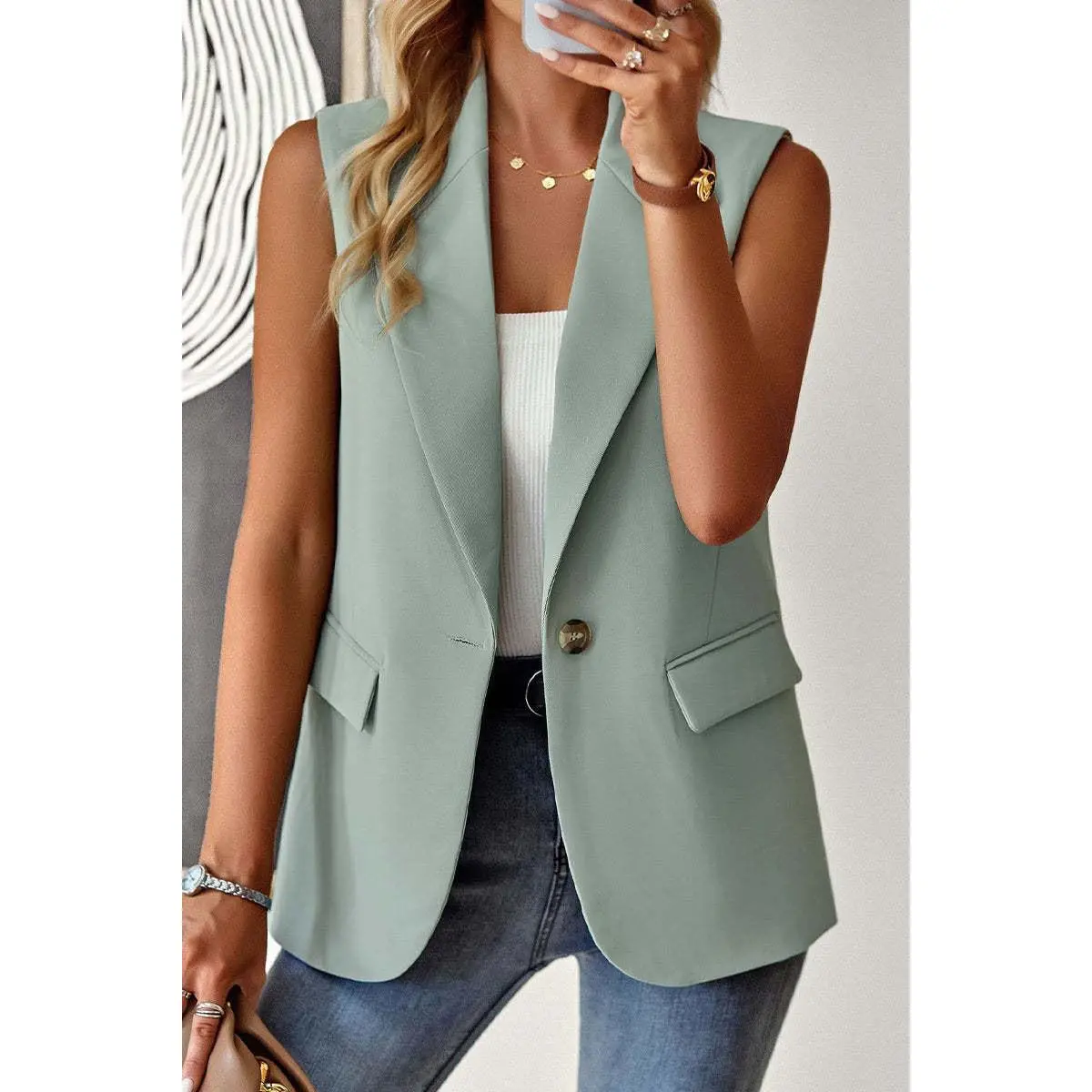 Light green sleeveless