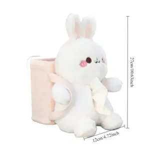Car Armrest Creative Plush Tissue Box with Storage - 2-in-1 Organizer, Fits Most Vehicle Models