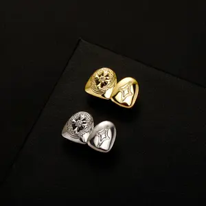 New best-selling trend double cross relief braces left zircon right star tide male dental accessories personality tide rap accessories exquisite elegant temperament jewelry cool braces.