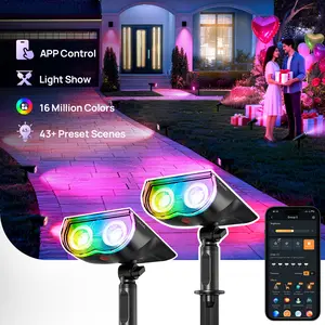 [Valentine’s Day Decor] Linkind Smart Solar Spotlight SL5C Color Changing Cool Warm White Landscape Lighting APP Control Solar Lights Outdoor IP67 Waterproof for Yard Garden Pathway 2 Pack with AI-Dot App for Customizable Scenes