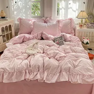 French Craft Lace Luxury Plant Floral Bedding Set, Four-Piece Bed Sheet Set, Elegant Home Decor, Comfortable and Stylish, Soft Bedding Sets