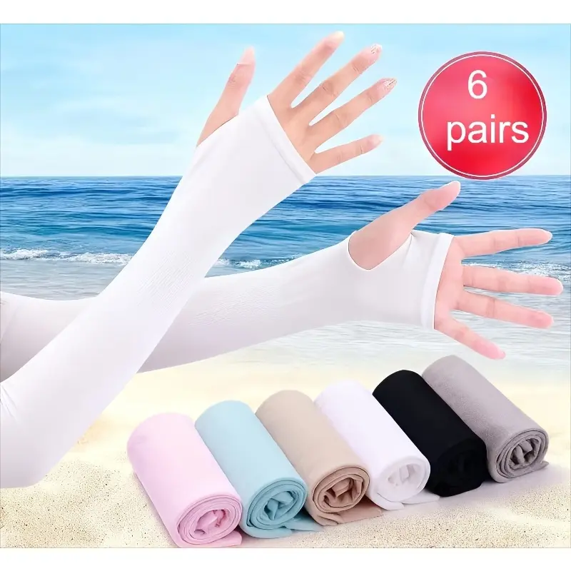 6 Pairs of Women's Outdoor Gloves Ice-thin Style Arm Guard with Finger Exposed Available for Men and Women Suitable for Cycling and Driving