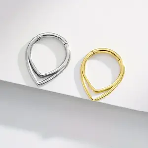 1pc F136 Titanium 16G Double Split Hinge V-Shape Nose Ring - Durable, Hypoallergenic, Ideal for Daily Wear & Gifting, Everyday Nose Jewelry | Minimalist Design | Comfortable Fit septum pierced ring