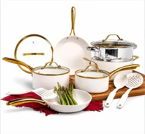 15-Piece Ceramic Non-Stick Cookware Set, Pots and Pans Set with Utensils & Steamer, Oven Safe